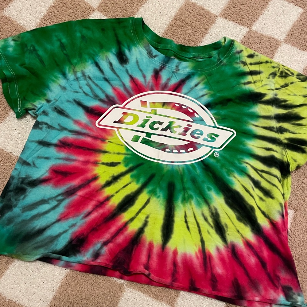 Dickies cropped rainbow tie die T-shirt